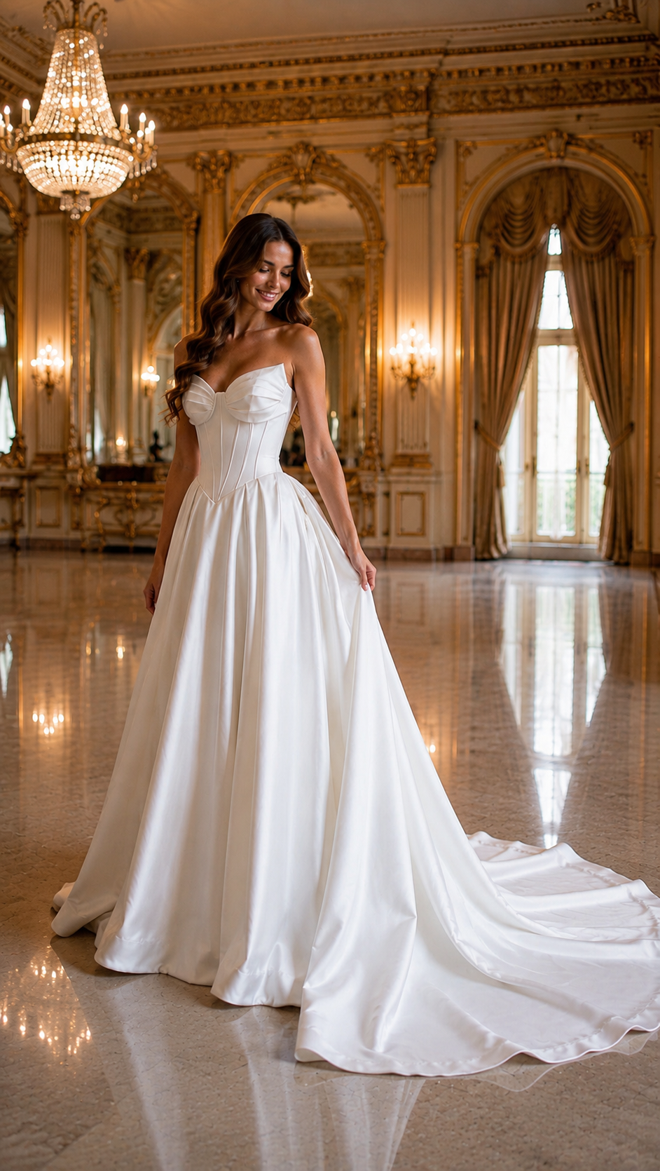 Custom A-Line Satin Wedding Dresses Vintage Style - Image 4