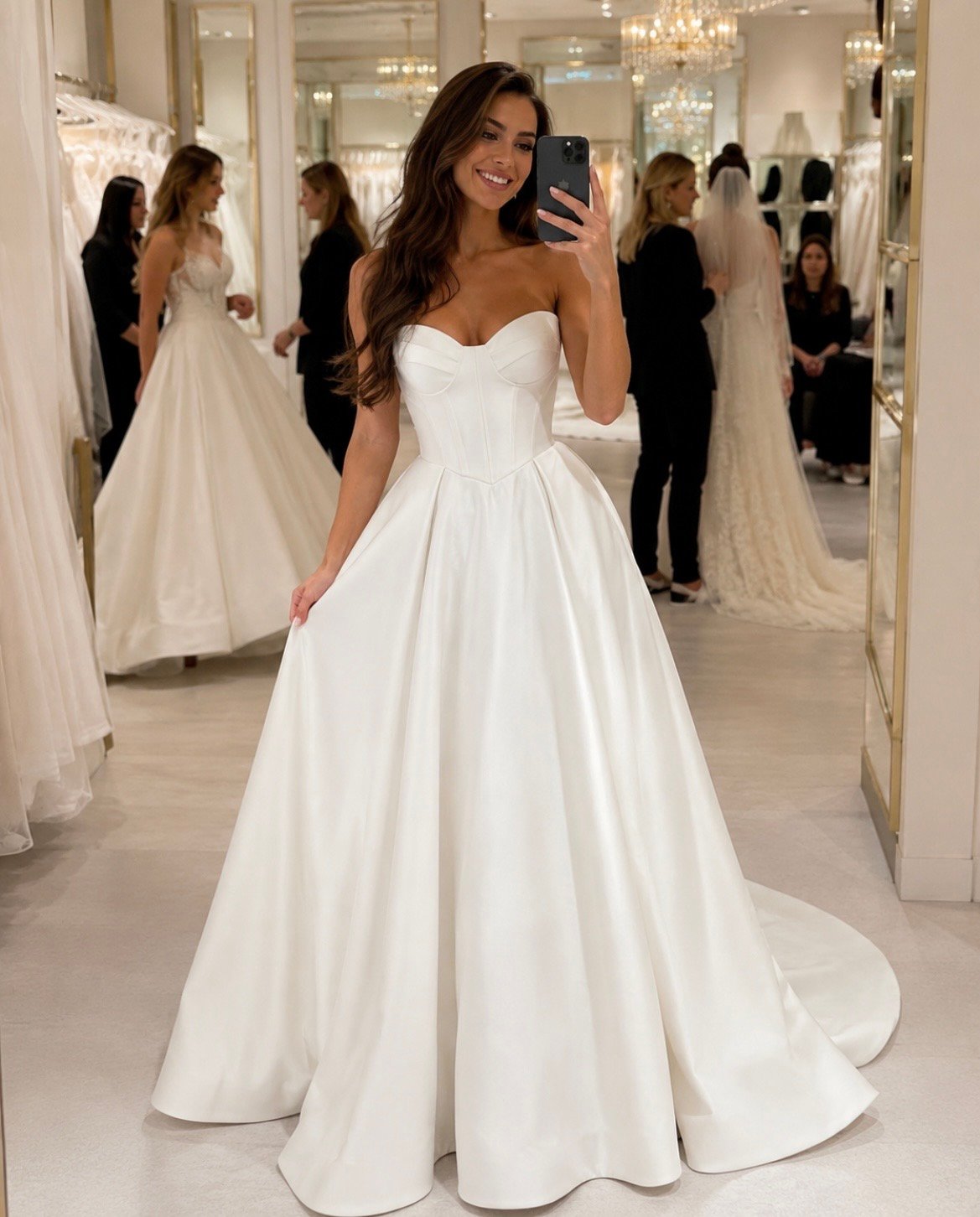 Custom A-Line Satin Wedding Dresses Vintage Style - Image 3