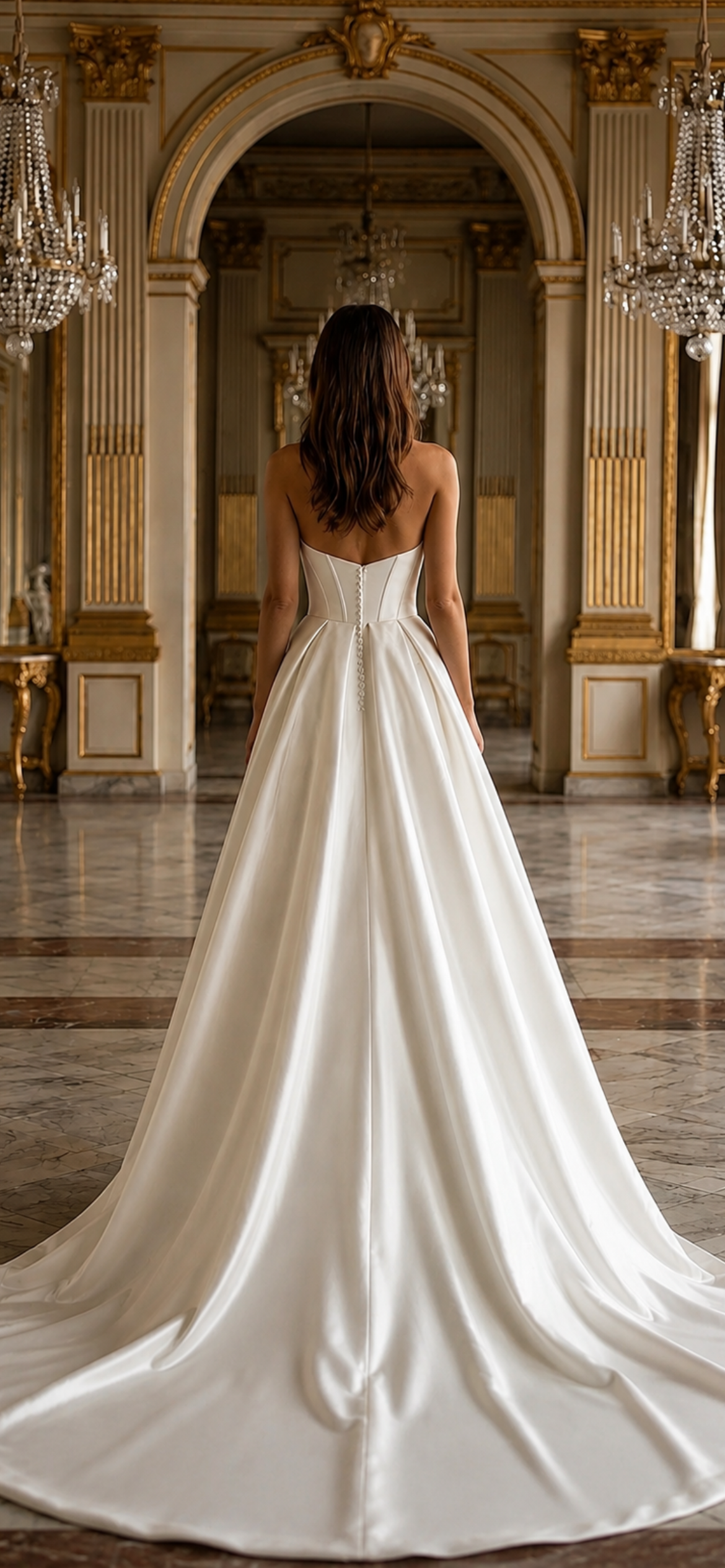 Custom A-Line Satin Wedding Dresses Vintage Style - Image 2